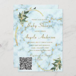 Votre QR Code Scan Info Baby Boy Shower Invitation