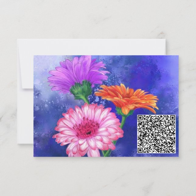 Votre QR Code Souhaitez Carte Anniversaire Gerbera (Dos)