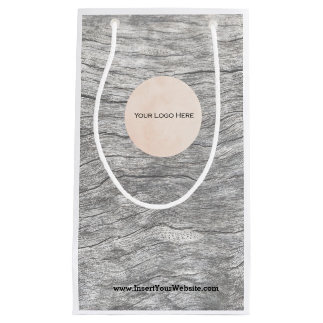 Votre Sac cadeau en papier en bois défraîchi logo (Devant)