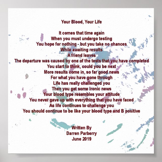 Votre sang, votre vie 15cm x 15cm Poster de valeur (Devant)