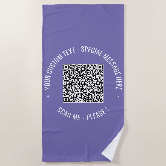 Votre serviette de plage à code QR Texte et couleu (Devant)