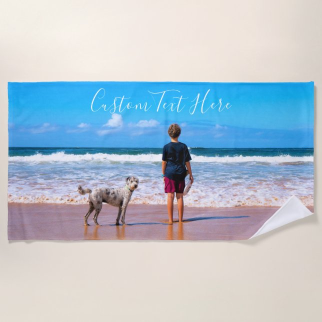 Votre serviette de plage photo préférée avec texte (Devant)