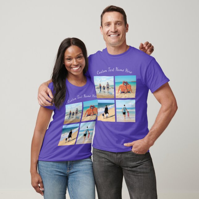 Votre T-shirt Collage Photo avec nom de texte pers (Unisexe)