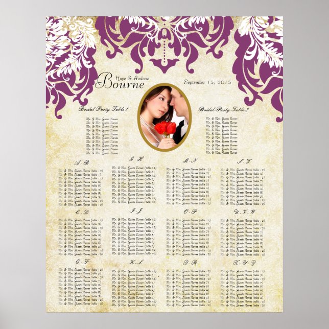 Votre tableau de placement en damas alphabétique d (Devant)