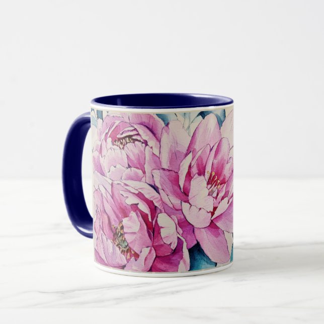 Votre tasse rose nommée de fleur d'aquarelle de (Devant gauche)