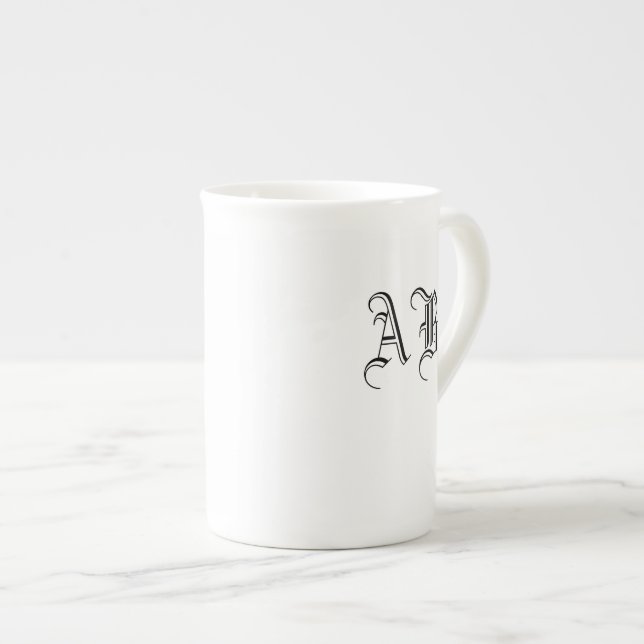 Votre texte blanc os Chine Mug Monogram Modèle (Devant droit)
