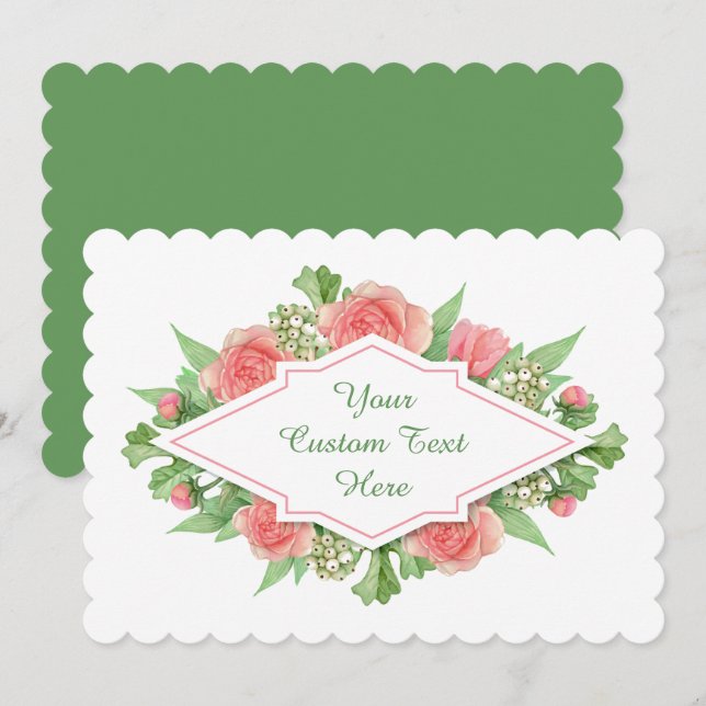 Votre texte dans un cadre de fleurs invitations pe (Devant / Derrière)