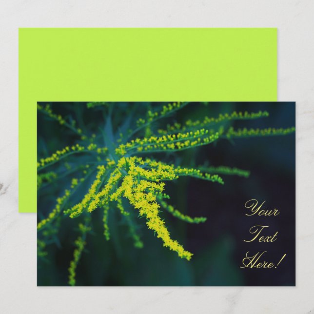 Votre texte Fleur jaune Fougère verte Invitation (Devant / Derrière)