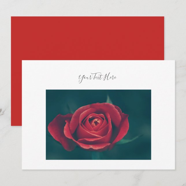 Votre texte Invitation Fleur de Rose Rouge Magnifi (Devant / Derrière)