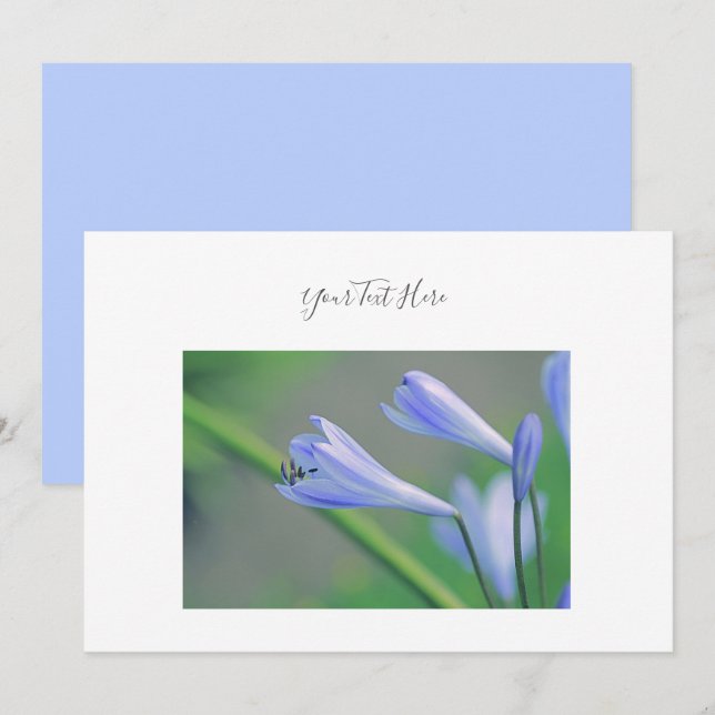 Votre texte Invitation Fleurs Bleues Magnifiques (Devant / Derrière)