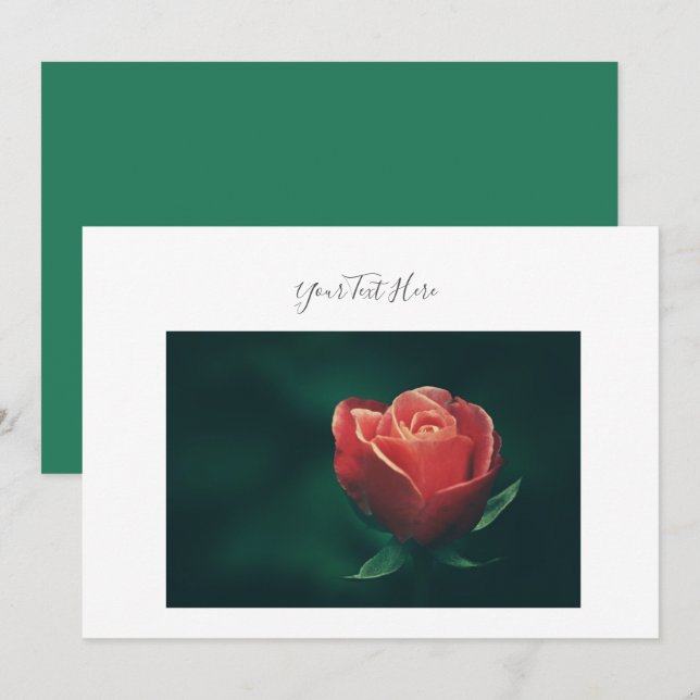 Votre texte Jolie Fleur de Rose Rouge Invitation (Devant / Derrière)