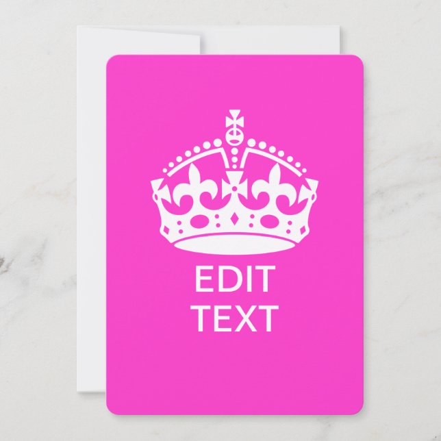 Votre texte sur Couronne Keep Calm Rose Chaud (Devant)