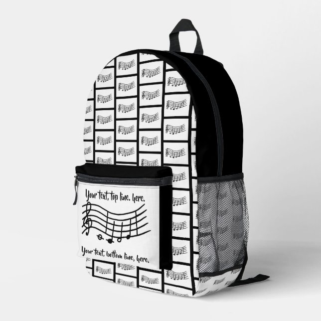 Votre texte sur sacs à dos de notes de musique per (Coin arrière droit)