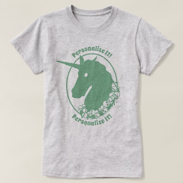 VOTRE TEXTE T-shirt Zombie vert Unicorn (Design devant)