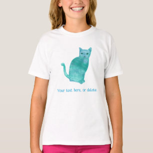 Votre texte T-shirts Abstraits Turquoise Cat