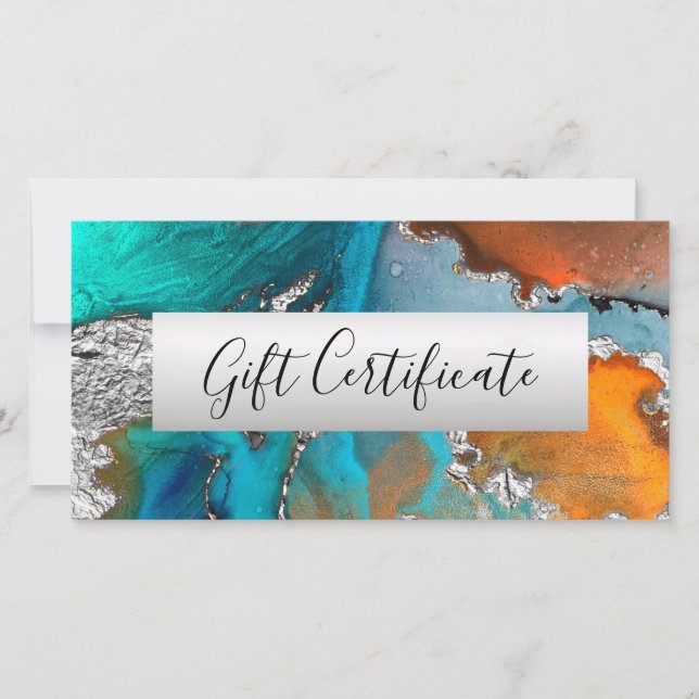 Voucher cadeau Turquoise Orange Silver Aquarelle (Devant)