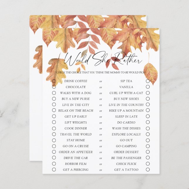 Voudrait-elle bien jouer - Chute des feuilles (Devant / Derrière)