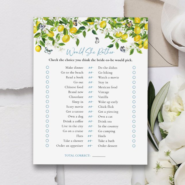 Voudrait-Elle | Citron Citrus Fête des mariées Jeu (Créateur téléchargé)