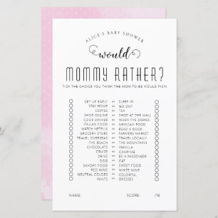 Voudrait-Elle Plutôt Baby shower Jeu