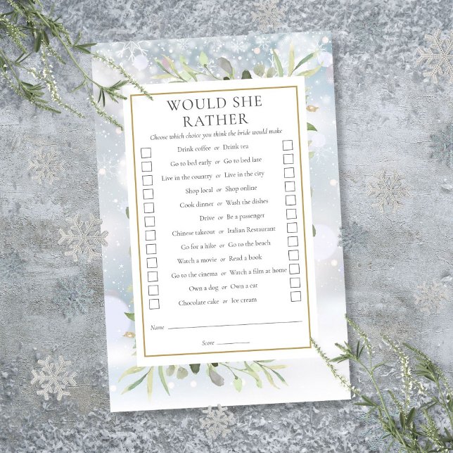 Voudrait-Elle Plutôt Fête des mariées Tea Party Je (Would She Rather Bridal Shower Tea Party Game)