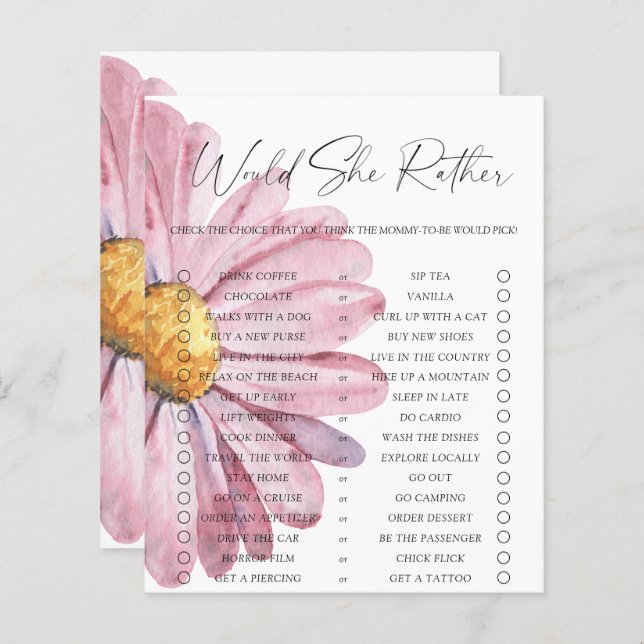 Voudrait-elle Plutôt Fleur sauvage jeu de margueri (Devant / Derrière)