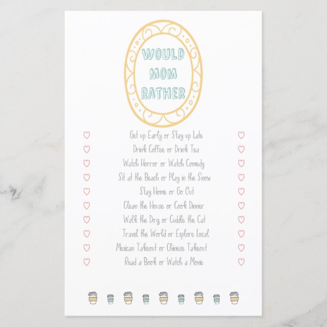 Voudrait Maman Plutôt Aventure Baby shower Jeu (Devant)