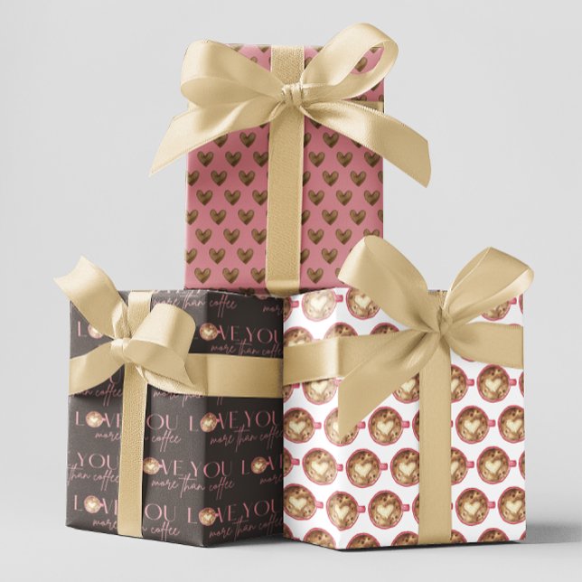 Vous Aimez Plus Que Des Feuilles De Papier À Envel (Spread love with these, "Love you more than coffee" wrapping paper sheets! )