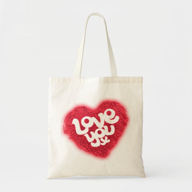 Vous aimez x coeur rouge tourbillonne sac fourre-t (Devant)