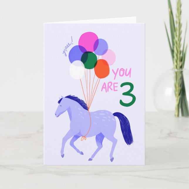 Vous Avez 3, Carte D'Anniversaire Du Cheval (Devant)
