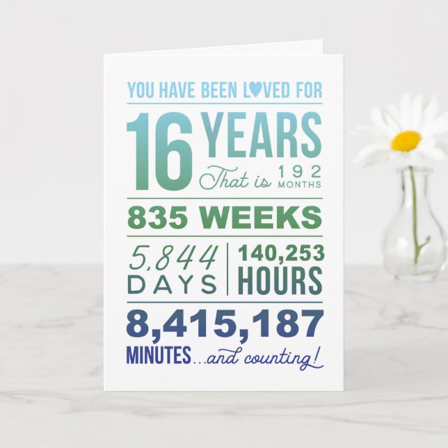 Vous avez été aimé 16 ans, carte d'anniversaire 16 (Petite plante)