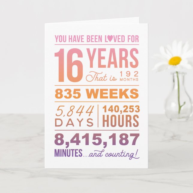 Vous avez été aimé 16 ans, carte d'anniversaire 16 (Petite plante)