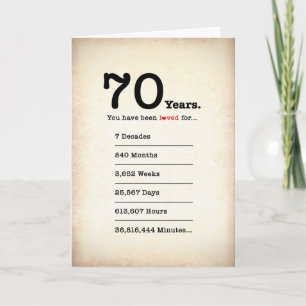 Vous avez été aimé 70 ans, Carte d'anniversaire