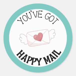 Vous avez Happy Mail Round Sticker Turquoise