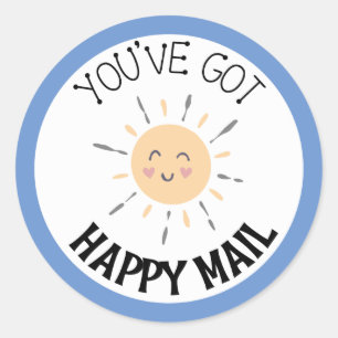 Vous avez Happy Mail Smile Sticker Round