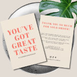 Vous avez une affaire de bon goût merci<br><div class="desc">Petite entreprise Vous avez un grand goût merci carte de visite carré. Customisez le texte,  les couleurs,  les polices à vos souhaits.</div>