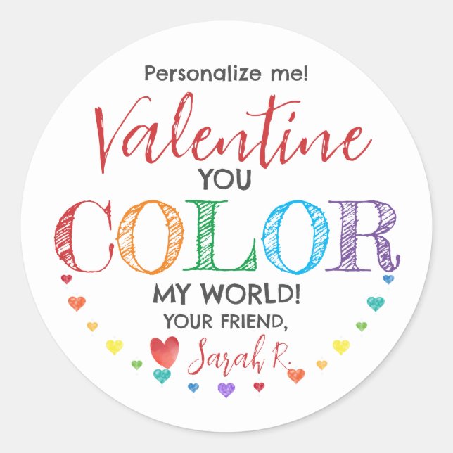 Vous Coloriez Mon Monde Classe Valentine Sticker c (Devant)