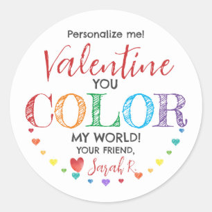 Vous Coloriez Mon Monde Classe Valentine Sticker c