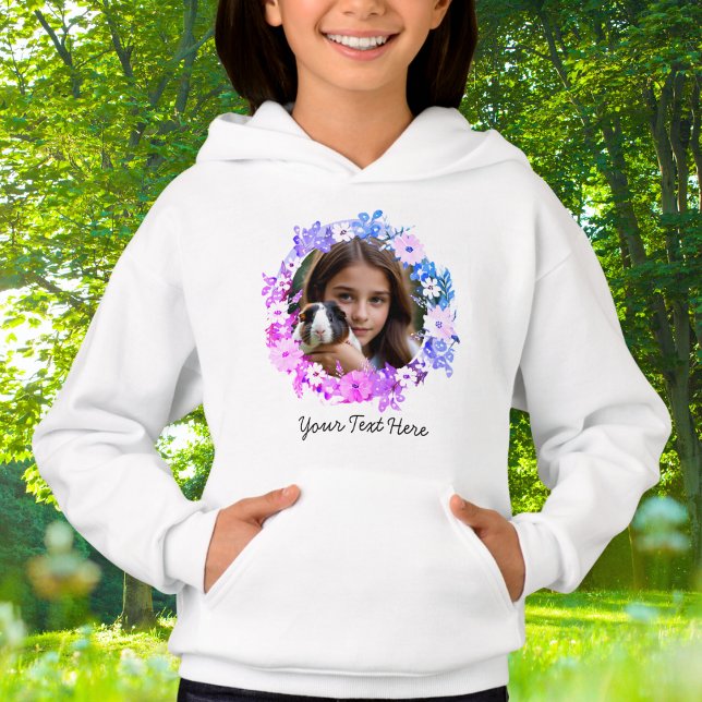 Vous et votre animal de compagnie Photo Floral Cré (A sweatshirt to customize with a photo of you and your pet, with your pet's name underneath)