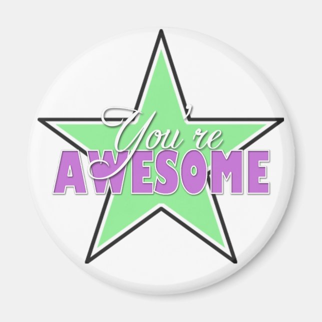 Vous êtes AWESOME - Green & Purple Star Magnet (Devant)