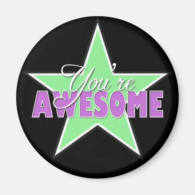 Vous êtes AWESOME - Green & Purple Star Magnet (Devant)