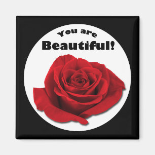 "Vous êtes belle" Rouge Rose Magnet