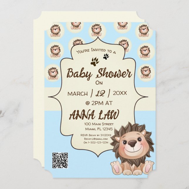 Vous êtes Grrreat Cute Lion Baby Boy Invitation (Devant / Derrière)