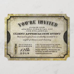 Vous êtes Invited Gold Antique Ticket Invitation g