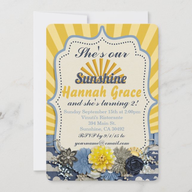 Vous êtes mon Sunshine Anniversaire Invitation (Devant)