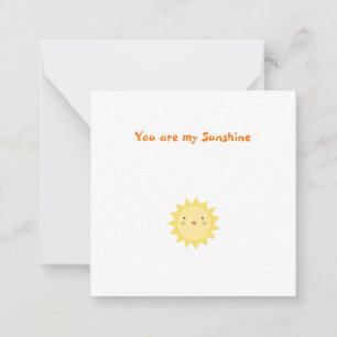 Vous Êtes Mon Sunshine Mini Carte de Note Merci