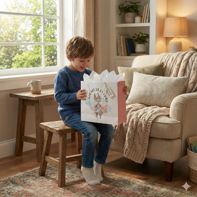 Vous Êtes Si Fort Fox Cadeau Sac (Empower someone special with this superhero fox, "You're so strong" gift bag! )