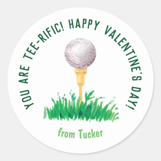 Vous Êtes Tee-rific Golf Valentine Sticker (Devant)