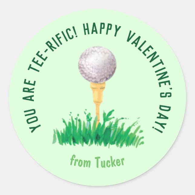 Vous Êtes Tee-rific Golf Valentine Sticker (Devant)