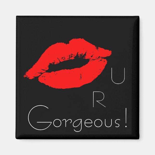 Vous Êtes U R Magnifique Red Lips Kiss Magnet (Devant)