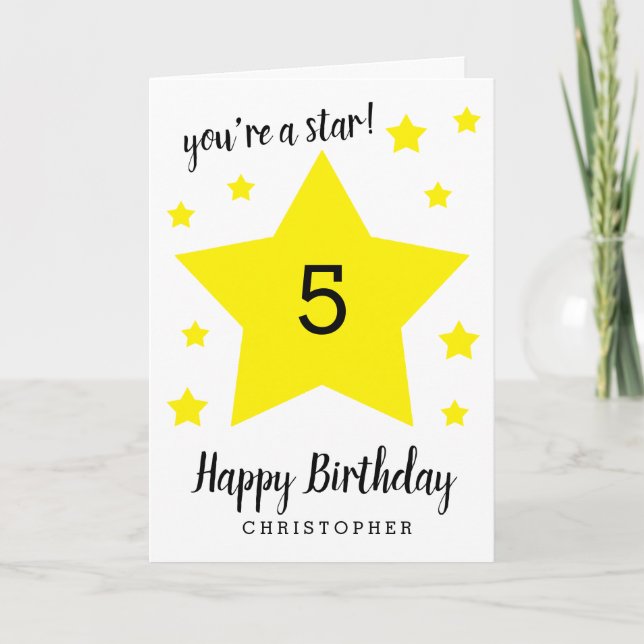 Vous êtes une carte d'anniversaire Star 5th (Devant)